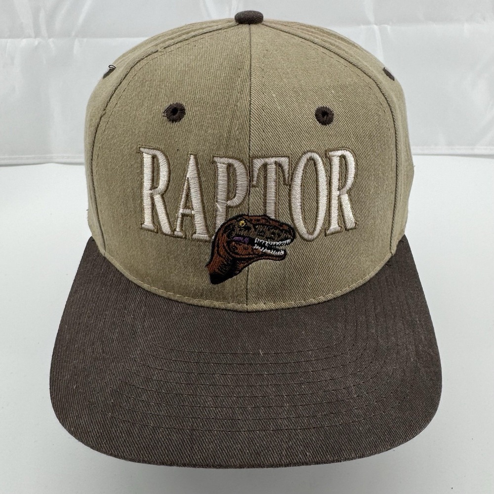 Vintage Jurassic Park Hat Cap Snap Back Mens Beige Lost World 90s Raptor
